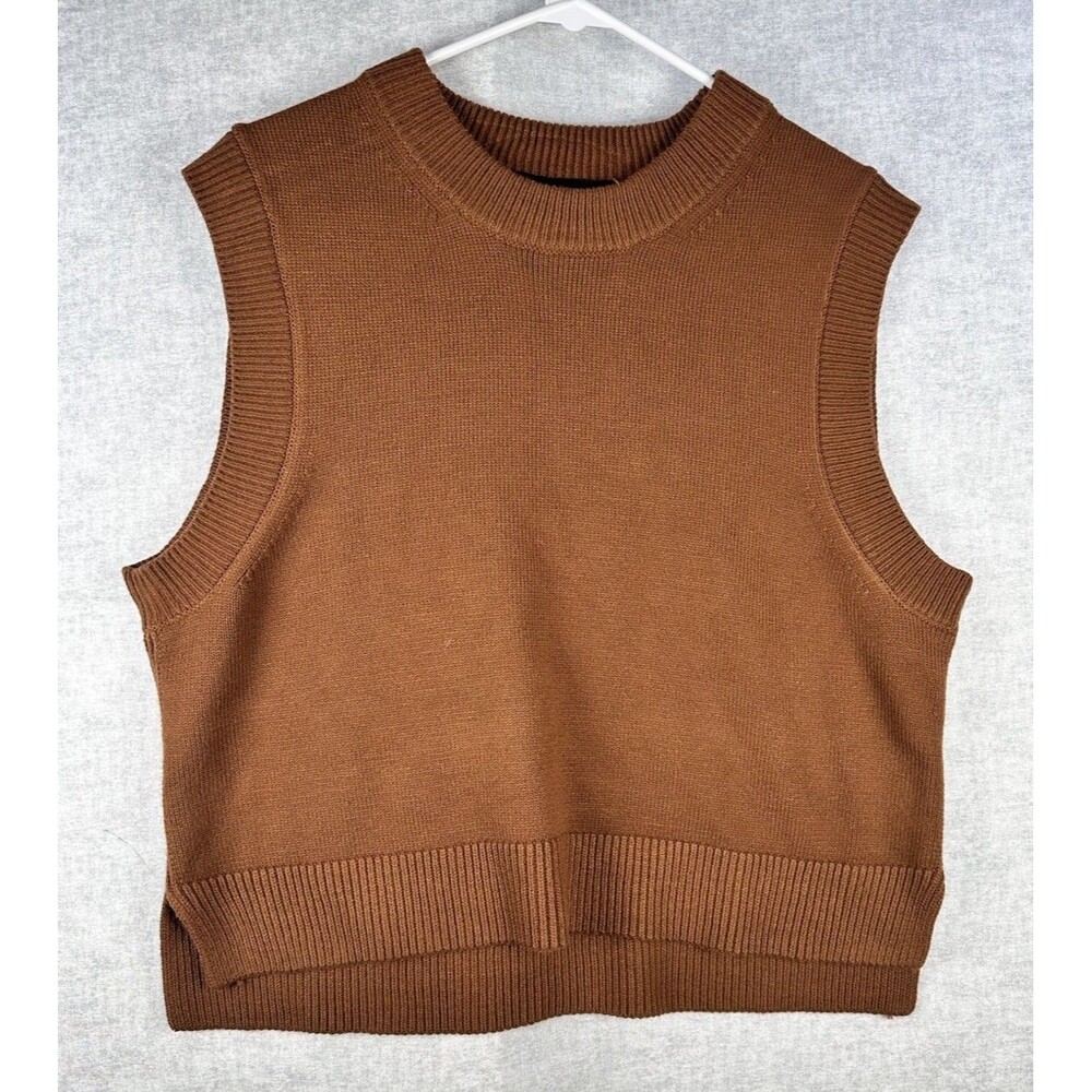 French Connection Ladies Soft Sleeveless  Pullover Sweater Vest Size Large Brown